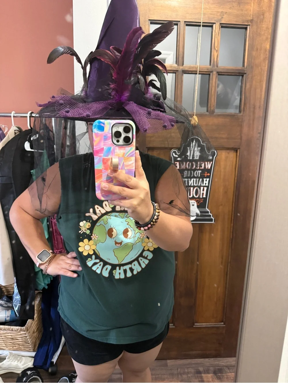 Halloween Purple Feathered Witch Hat - Women Accessories